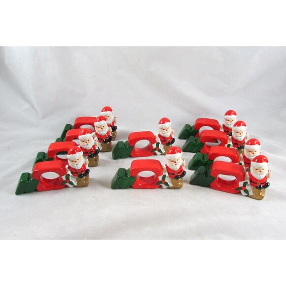 Christmas Holiday Santa Noel Figural Napkin Rings Table Decor Set of 10 Taiwan - Picture 1 of 4
